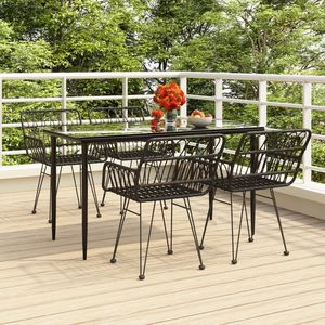 Juego de Comedor para Jardín de Acero con Recubrimiento de Polvo Negro, Durabilidad Media - Product Image 1