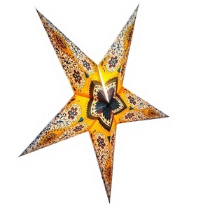 Lámparas de Papel con Forma de Estrella de 5 Puntas, Hechas a Mano, Multicolores, Decoración Navideña Tradicional, Venta al Por Mayor desde India - Product Image 2
