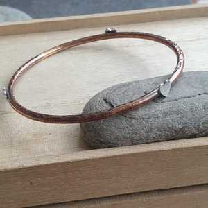 Belladec Handcrafted Red Copper <b>Bangle</b> <b>Bracelet</b> with Heart Charm Minimalist Artisan Jewelry Elegant Daily Wear Gift for Women - Product Image 1