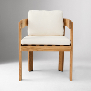 Chaise de salle à manger d'extérieur en bois massif, chaise à accoudoirs durable, chaise en bois naturel pour restaurant et bar - Orsay - Product Image 3