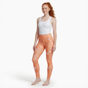 Leggings de yoga taille haute à imprimé floral, longueur intégrale, froncés aux fesses, extensibles, pour femme, tenue de sport et d'entraînement - Product Image 3
