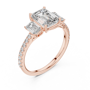 Anillo de Diamante Cultivado en Laboratorio con Corte Esmeralda de Lujo de 1.75CT con Pavé en Oro Rosa de 18KT para Mujer, Ideal para San Valentín, Compromiso o Fiestas - Product Image 1