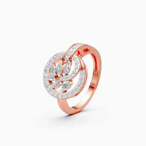 Radiant Leaf <b>Circle</b> Floral Eco Friendly Diamond <b>Ring</b> With 0.54 Ct Lab Grown | In 9K Yellow White And Rose Gold - Product Image 1