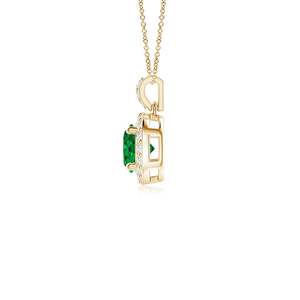 14K <b>Solid</b> <b>Gold</b> Natural Emerald Round Dangle <b>Pendant</b> With Diamond Halo Classic Fine Jewellery Anniversary Gift For Her 2026 - Product Image 2