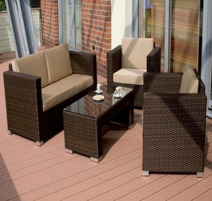 <b>Outdoor</b> <b>Rattan</b> <b>Sofa</b> Set with Dark Gray Cushions Contemporary Garden Furniture for Poolside Use Waterproof PE Wicker Design - Product Image 4
