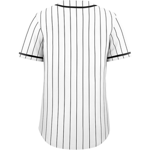 Custom White and Black Pinstripe Baseball Jersey Performance Button Down Athletic Uniform <b>Shirt</b> for Team Events - Product Image 2