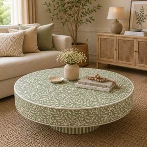 Table basse élégante en os incrusté, meuble décoratif fait main, accent de luxe pour salon, design d'intérieur personnalisé - Product Image 5