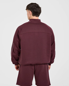 Sudadera con capucha para hombre, superventas, OEM, con logotipo personalizado, color Dusty Plum, con media cremallera y ribetes, mezcla de algodón transpirable, estilo chándal y streetwear. - Product Image 2