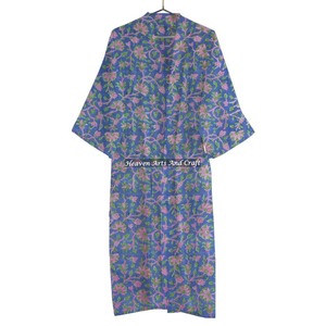 Handmade Block Print Women's Sleepwear Bathrobe Maxi Gown Dress Fancy Style Knee Length Different Sizes Available - Product Image 4