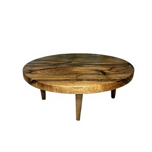 Modern <b>Round</b> <b>Solid</b> Acacia <b>Wood</b> Durable Handmade Coffee <b>Table</b> Indoor Outdoor Living Room Furniture with Natural Color Frame - Product Image 1