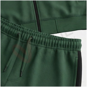 Conjunto Deportivo Verde para Hombre, Manga Larga, Cuello Alto, Cierre de Cremallera Frontal, Color Sólido, Transpirable, Corte Regular, Ropa Casual de Otoño - Product Image 5