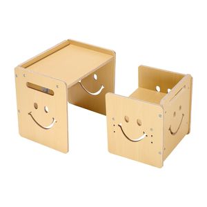 Montessori 3-in-1 sedia da tavolo in legno per bambini regolabile in altezza per la lettura del disegno mangiare età 1-5 lavagna naturale - Product Image 1