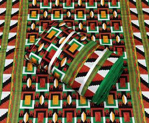 Tissu brodé africain, tissage jacquard, motif géométrique, textile - Product Image 1