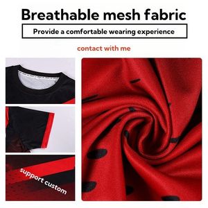 Maillot de football américain de haute qualité, rouge, noir, blanc, brodé, édition limitée, original, manches courtes, protection UV, pour homme - Product Image 5