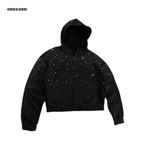 Sudadera con Capucha para Hombre 100% Algodón con Pedrería, Estampado Personalizado Oversize, Sudadera Pesada con Capucha, Diseño Liso - Product Image 3