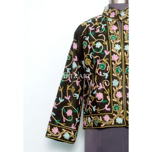 Veste matelassée tendance automne-hiver pour femme, faite main en coton cotrise brodé, à manches longues, respirante et à design ouvert - Product Image 2