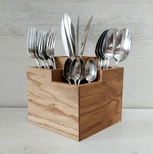 Wooden Cutlery <b>Holder</b> <b>With</b> Multiple Slots For Easy Access To Forks Spoons Knives And <b>Utensils</b> - Product Image 2