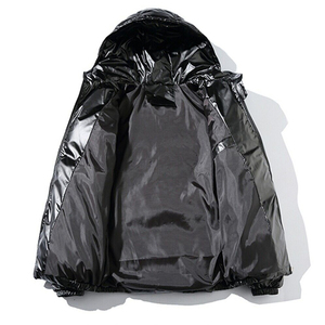 High Quality Warm Hood <b>Bubble</b> <b>Coat</b> Custom Winter Shiny Puffer Jacket for Men Front Solid Color Waterproof Windproof Outerwear - Product Image 1