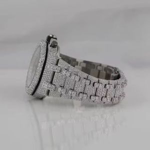 Silver diamond wristwatch with white dial three subdials <b>black</b> markers sparkling bezel and bracelet showcasing elegant craftsman - Product Image 2