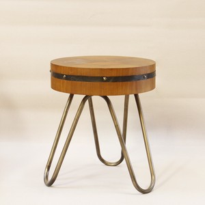 Modern Round Solid Teak Wood Rumi Decorative Side Table Metal Hairpin Legs Living Room Furniture Midcentury Design Model TAB46 - Product Image 2