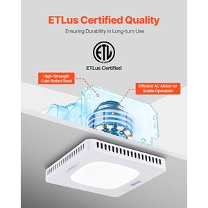 Ventilatore da bagno da 80 CFM con luce LED, temperatura colore 1.5 Sones, motore AC premium silenzioso, a soffitto, con tre velocità di ventilazione - Product Image 6