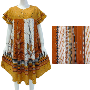 Camisón de Rayón con Cuello Cuadrado y Cintura Elástica para Mujer, con Mangas Cortas en Capas, para Verano, por Chrysanta - Product Image 6