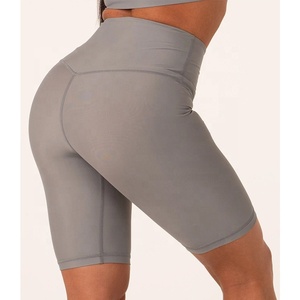 Personalizado de alta calidad caliente de verano esperar equipado con bolsillo de compresión tejer 20% spandex 80% poliéster yoga biker shorts mujeres - Product Image 3