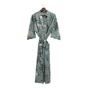 Women's 100% Cotton Jungle Print Kimono Robe Best Quality Indian Casual Relaxing Vacation Wear Summer Spring Casual <b>Dresses</b> - Product Image 1