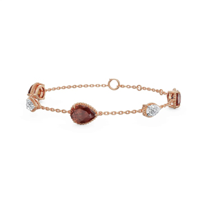 Rose Gold Plated Garnet & Diamond Chain <b>Bracelet</b> Women's Luxury Water Drop Wedding Jewelry - Product Image 2