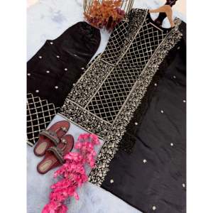 Designer Women's Top Plazzo Dupatta <b>Set</b> with <b>Embroidery</b> Sequence Work - Product Image 6