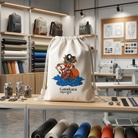 Sac à dos à cordon en toile artisanal indonésien imperméable, motif marionnettes ombre, souvenir culturel traditionnel, léger, pour voyage et sport