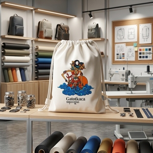 Mochila de Lona Impermeable Hecha a Mano con Diseño de Marioneta de Sombra Indonesiana, Recuerdo Cultural Tradicional, Ligera, para Viajes y Gimnasio - Product Image 5