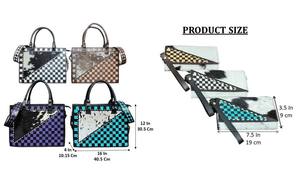 Bolso de Mano Multifuncional y Duradero de Cuero a Cuadros con Cartera a Juego de Piel de Vaca, Conjunto Hecho a Mano de Cuero Genuino para Mujer - Product Image 2