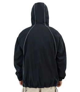 <b>Black</b> Outdoor <b>Windbreaker</b> Jacket Water Resistance Breathable Reflective Strips Polyester Windproof <b>Windbreaker</b> Jacket - Product Image 3