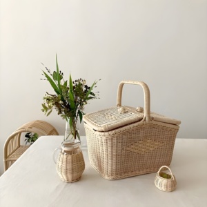 Cheap Price Rattan Picnic Basket New Style Rattan Camping <b>Hamper</b> Baskets Wholesale OEM Accepted - Product Image 6