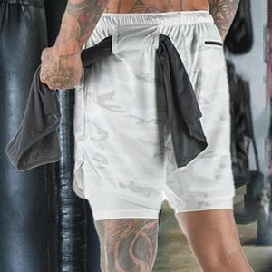 Custom Logo Men's Double <b>Layer</b> Printed Spandex/Cotton Sports Athletic Workout Running Gym Shorts Liner Breathable Shorts - Product Image 3