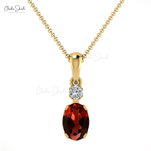 จี้พลอยโกเมนธรรมชาติจากโมซัมบิก ทองคำแท้ 14k ประดับเพชร จี้ห้อยคอ สร้อยคอ ขายส่งจากอินเดีย - Product Image 6