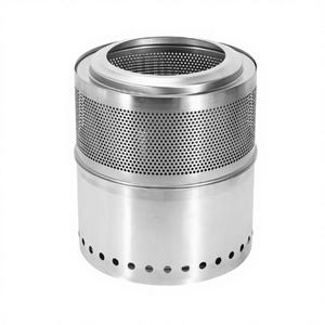 Brasero sin humo con recortes de ondas cruzadas, 30"D x 30"W x 20"H, 22 lbs, calentadores decorativos de acero inoxidable para exteriores - Product Image 1