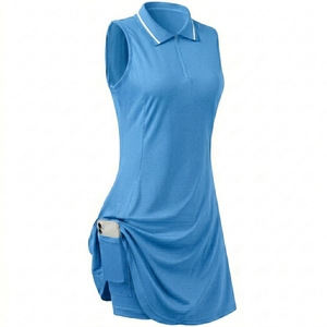 OEM ODM Customizable Women's Quick-Drying Breathable Spandex/Polyester V-neck Pockets One-Body one piece <b>top</b> skirt - Product Image 1