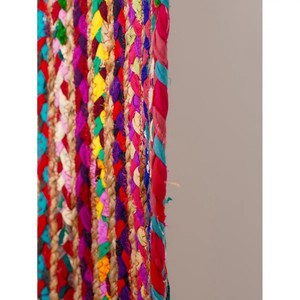 Alfombra Bohemia Trenzada Rectangular a Rayas Multicolor de Hilos Reciclados de Pelo Corto para Decoración de Sala de Estar, Lavable y Reversible - Product Image 6
