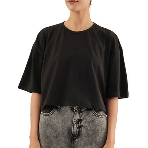 T-shirt court pour femme, look simple et sobre, basique, élégant, décontracté, coupe douce et confortable - Product Image 1