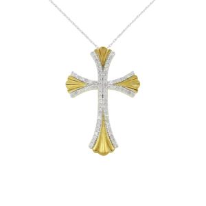 Gold Color Diamond <b>Cross</b> Pendant Necklace Link <b>Chain</b> Religious Unisex Fashion Jewelry - Product Image 4
