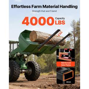 Fourches de tracteur robustes de 4000 lb, fourches à palettes, longueur totale de 60 pouces, barre stabilisatrice anti-basculement noire, accessoires pour chariot élévateur - Product Image 2