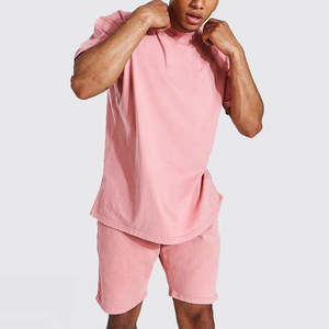 Ensemble T-shirt et short décontracté pour homme en tissu éponge respirant, séchage rapide, manches courtes, coupe oversize, 100 % coton, idéal pour la gym - Collection été OEM - Product Image 4