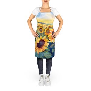 Delantal Multicolor grande Unisex con acuarela de girasoles de Kansas para cocinar manualidades para hornear jardinería para hombres y mujeres adultos - Product Image 2