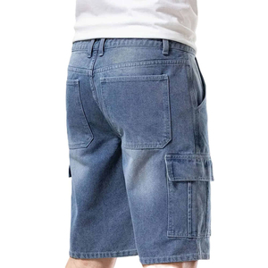 Pantalones cortos de mezclilla de cintura alta para hombre, diseño nuevo 2026, de algodón lavado, con botones, color liso, estilo casual - Product Image 5