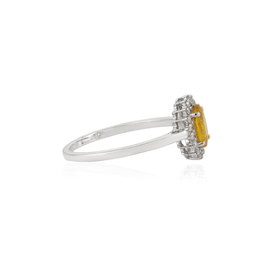 Most Beautiful Best Selling Products 14K White Gold Yellow Sapphire & <b>Diamond</b> Cluster <b>Ring</b> Minimal Handmade Jewelry - Product Image 5