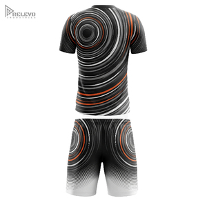Conjunto Deportivo de Fútbol Sublimado Completo OEM, Cuello Redondo, Diseño Radial Circular, Uniforme de Fútbol con Pantalones Cortos a Juego, Transpirable y de Secado Rápido - Product Image 2