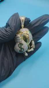 Colgante de plata 925 con diseño de bolsa de dinero y signo del dólar estadounidense, estilo Hip Hop, joyería de moda para rapero, con incrustaciones de moissanita VVS, colgante para hombre. - Product Image 3