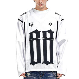 Camiseta de Fútbol Americano Moderna para Hombre, Blanca, con Paneles de Malla, Manga Larga, Estilo Jersey, 230 GSM, Poliéster Transpirable, Proveedores OEM Personalizados al por Mayor - Product Image 3